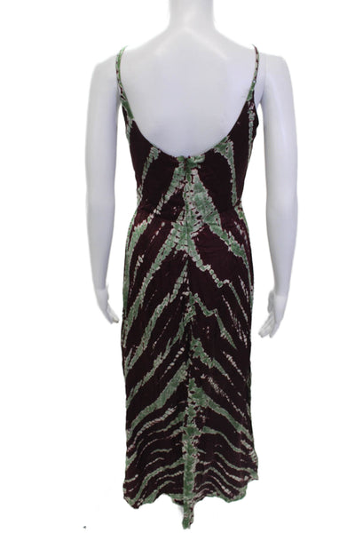 YFB Women Maxi Slip Dress Brown V Neck Bohemian Rayon Size S