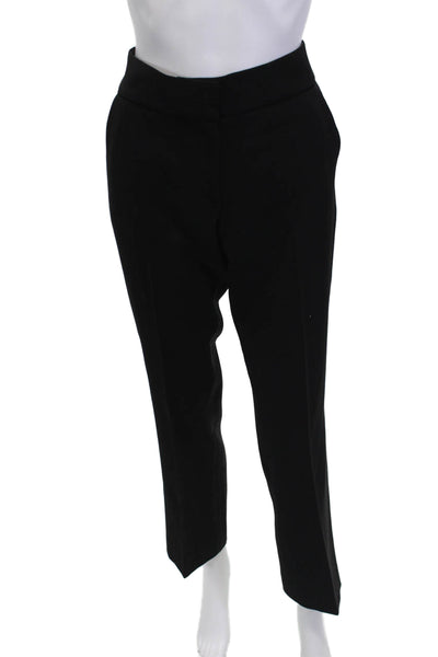 Janet Brown Women Black Cropped Dress Pants Button Wool Blend Size 42