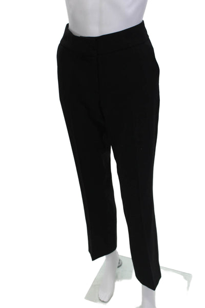 Janet Brown Women Black Cropped Dress Pants Button Wool Blend Size 42