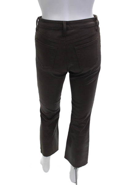 Janet Brown Women Black Cropped Dress Pants Button Wool Blend Size 42