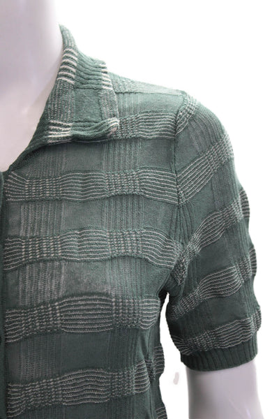 Sita Murt Women Jumpsuit Green Cotton Linen Striped Short Sleeve Size M