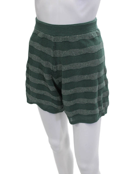 Sita Murt Women Jumpsuit Green Cotton Linen Striped Short Sleeve Size M