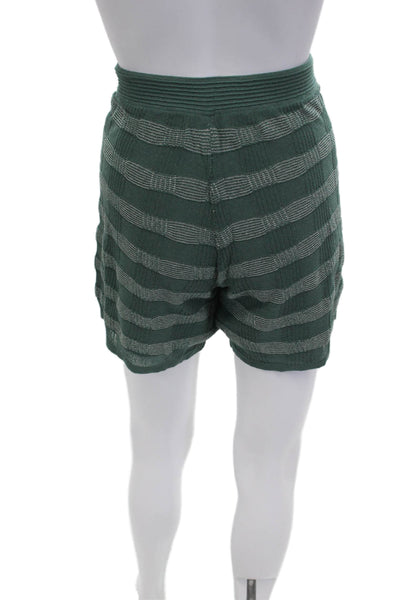 Sita Murt Women Jumpsuit Green Cotton Linen Striped Short Sleeve Size M