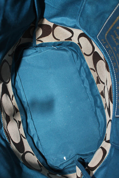 Coach Womens Embroidered Monogram Signature Stripe Tote Bag Khaki