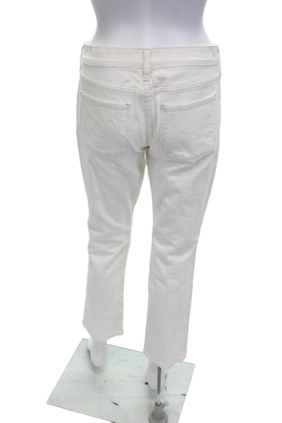Anlo Womens White Cropped Ankle Jeans Mid Rise Button Fly 27in Inseam Size 28