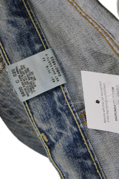 Levis Mens Cropped Jeans Blue 100% Cotton Button 90s Size 31