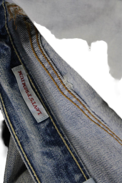 Levis Mens Cropped Jeans Blue 100% Cotton Button 90s Size 31