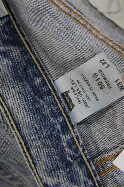 Levis Mens Cropped Jeans Blue 100% Cotton Button 90s Size 31