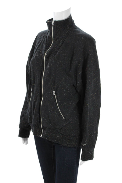 Rag & Bone Womens Black Bomber Jacket Zip Cotton High Neck Size L
