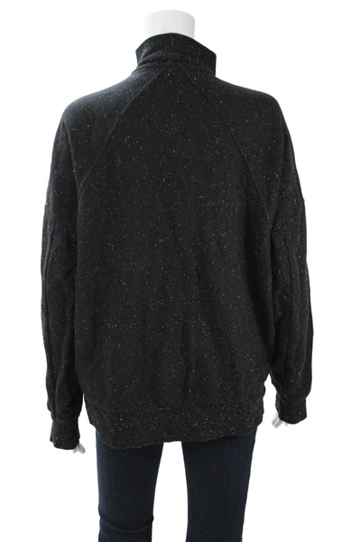 Rag & Bone Womens Black Bomber Jacket Zip Cotton High Neck Size L