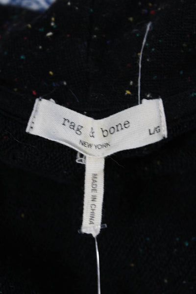 Rag & Bone Womens Black Bomber Jacket Zip Cotton High Neck Size L