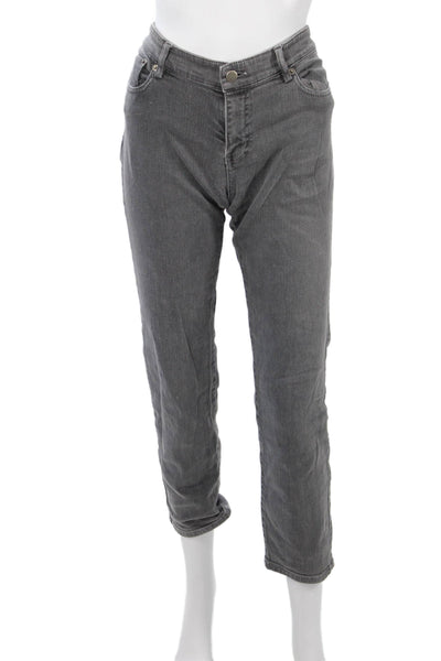 Nili Lotan Women Ankle Cropped Gray Jeans Button Low Rise Size 10