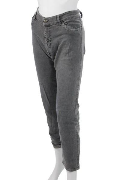Nili Lotan Women Ankle Cropped Gray Jeans Button Low Rise Size 10