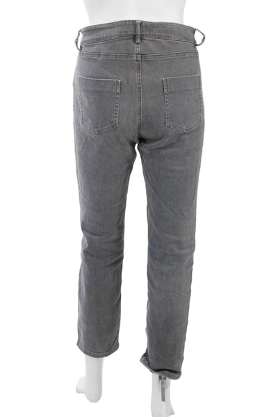 Nili Lotan Women Ankle Cropped Gray Jeans Button Low Rise Size 10