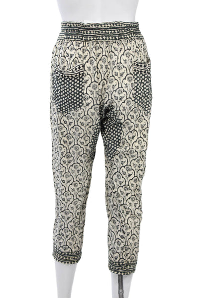Isabel Marant Etoile Women Cropped Capri Pants Beige Drawstring Cotton Size 36