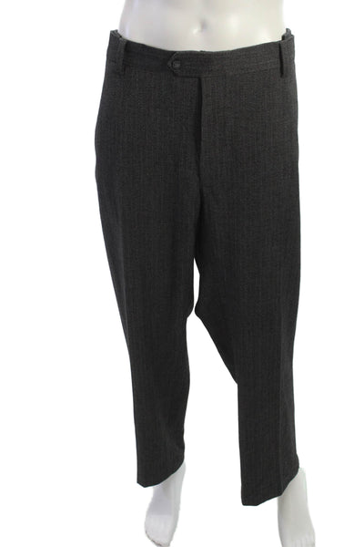 Oak Hill Mens Dress Pants Dark Gray Button Closure Size 46