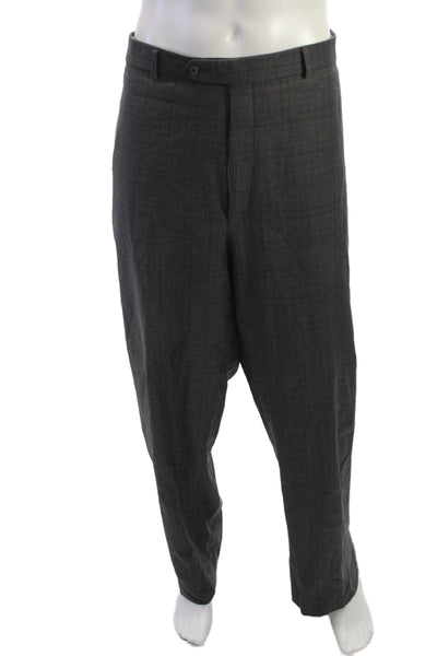 Ballin Mens Dress Pants Dark Gray Wool Button Size 46
