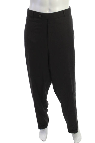 Ballin Mens Black Wool Dress Pants Classic Button Closure Size 46
