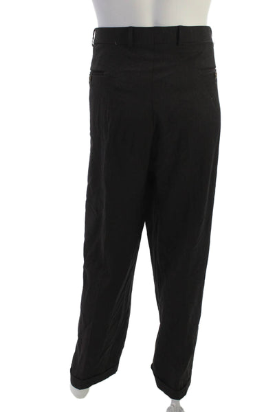 Ballin Mens Black Wool Dress Pants Classic Button Closure Size 46