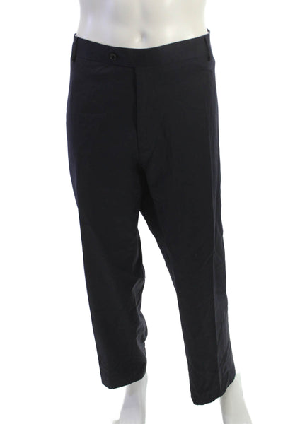 Reda Mens Dark Blue Dress Pants Button Front Classic Size 46