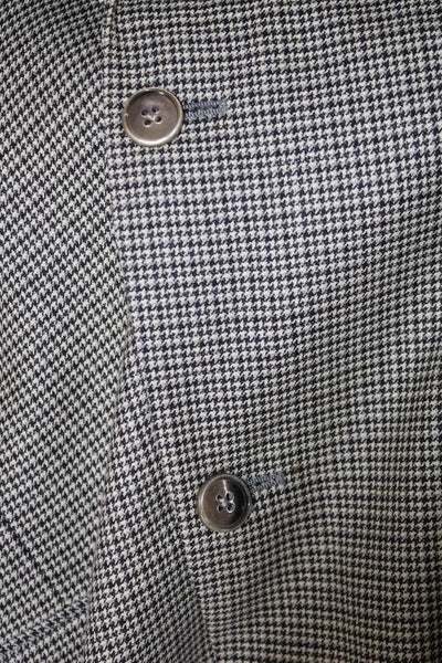 Saks Fifth Avenue Mens Gray Check Collared Wool Silk Blend Sport Coat Size 40