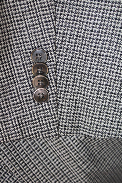 Saks Fifth Avenue Mens Gray Check Collared Wool Silk Blend Sport Coat Size 40