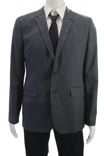 Ted Baker London Mens Herringbone Blazer Dark Gray Collared Button Size 40