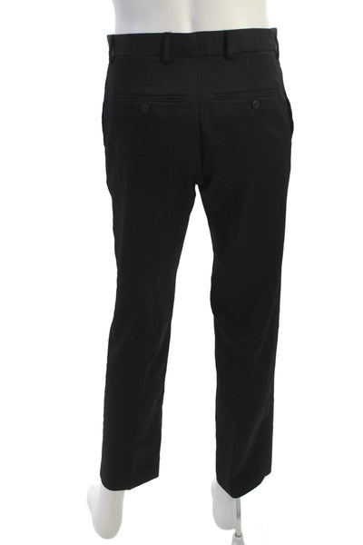 Perry Ellis Mens Dress Pants Black Button 98% Polyester 2% Elastane Size 32
