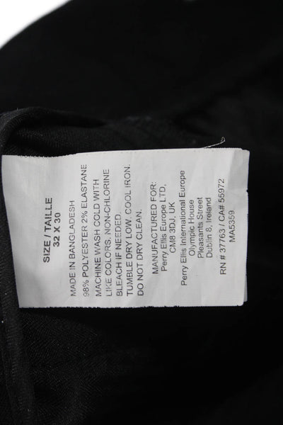 Perry Ellis Mens Dress Pants Black Button 98% Polyester 2% Elastane Size 32