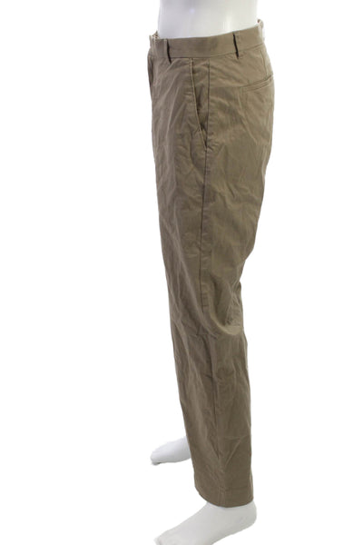 Calvin Klein Men Brown Chinos Button 98% Cotton 2% Spandex Size 32