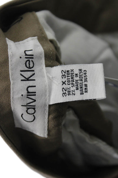 Calvin Klein Men Brown Chinos Button 98% Cotton 2% Spandex Size 32