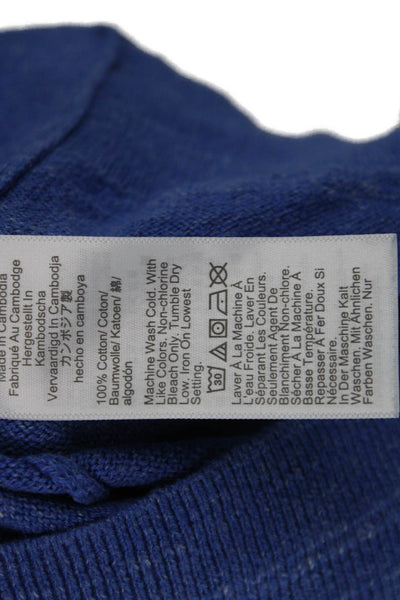 J Crew Mens Pullover Mock Neck Zip Cotton Blue Long Sleeve Size L