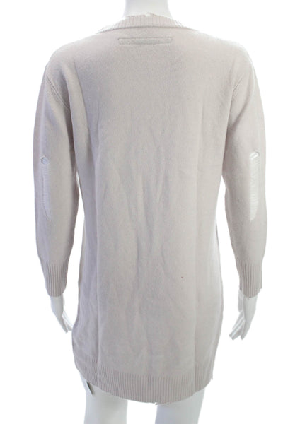 Enza Costa Womens Beige Wool Cashmere Sweater Dress Long Sleeve Size XS