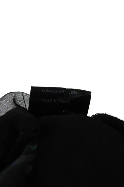 Cynthia Rose Women Black Floral Round Neck 3/4 Sleeve Blouse Size M