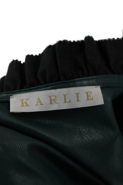 Karlie Womens Bohemian Green Blouse 3/4 Sleeve Drawstring Size M