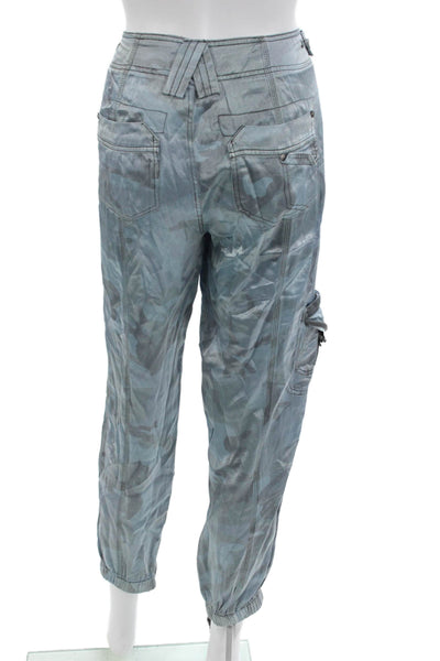 Marrakech Women Cargo Jogger Pants Gray Camo Viscose Rayon Button Size 27