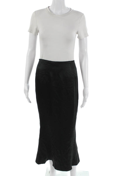 Escada Women Straight Pencil Skirt Black Silk Blend Solid Long Size S