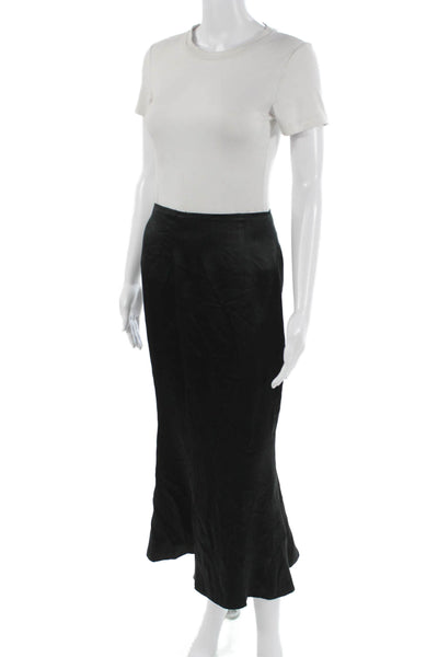 Escada Women Straight Pencil Skirt Black Silk Blend Solid Long Size S