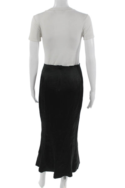 Escada Women Straight Pencil Skirt Black Silk Blend Solid Long Size S
