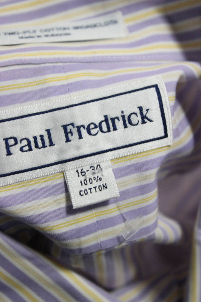 Paul Fredrick Mens Point Collar Striped Purple Dress Shirt Size 16