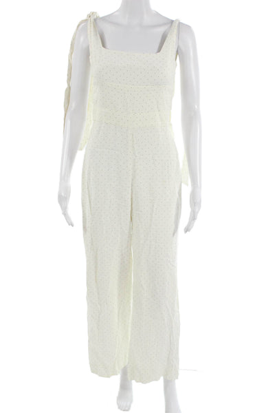 Alexis Womens Sleeveless Polka Dot Square Neck Jumpsuit White Size XL