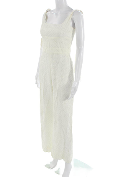 Alexis Womens Sleeveless Polka Dot Square Neck Jumpsuit White Size XL