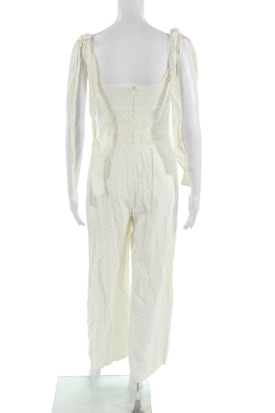 Alexis Womens Sleeveless Polka Dot Square Neck Jumpsuit White Size XL
