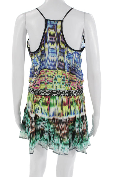 Milly Women Slip Dress Black V-Neck Aztec Viscose Sleeveless Size 4
