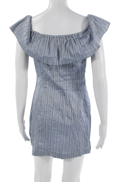 Intermix Women Mini Shirt Dress Light Blue Striped Button Size S