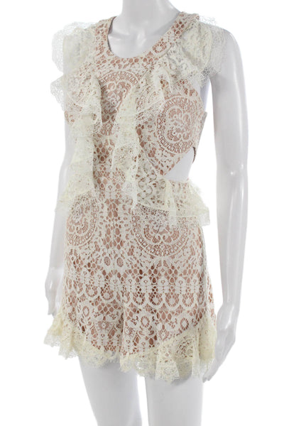 Alexis Womens Beige Floral Sleeveless Scoop Neck Jumpsuit Size XS