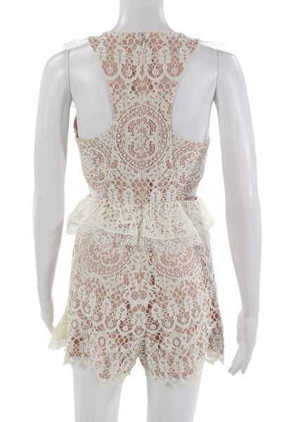 Alexis Womens Beige Floral Sleeveless Scoop Neck Jumpsuit Size XS