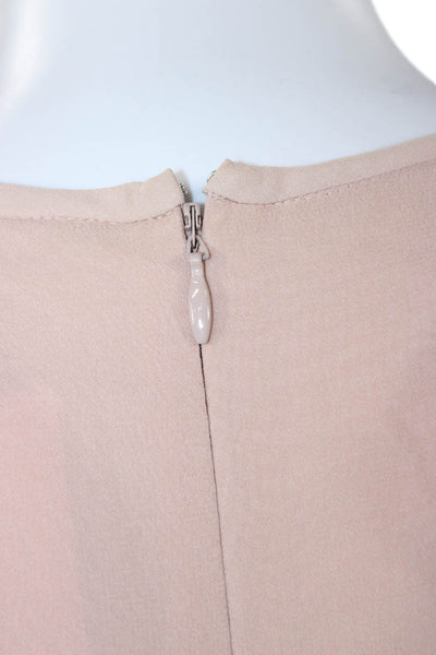 Intermix Women 100% Silk Long Sleeve Round Neck Jumpsuit Beige Size 2