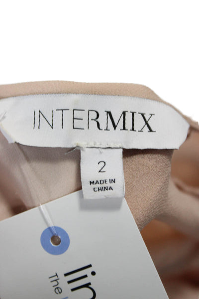 Intermix Women 100% Silk Long Sleeve Round Neck Jumpsuit Beige Size 2