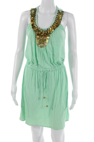 Milly Women Green Sleeveless Tank Dress Short Solid Size S